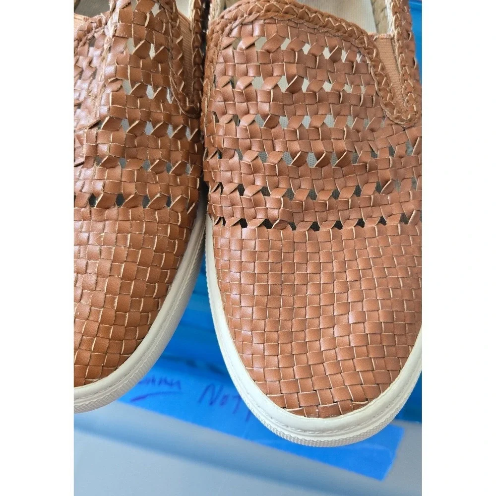 Marc Fisher Slip on Sneaker Shoes Womans Size 10 Has cut out designs light Brown